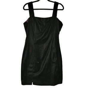 Vintage 90s Y2K sz 8 Square Neck Sleeveless Scott McClintock Black Velvet Dress